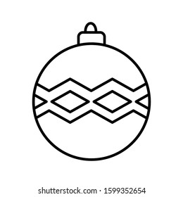 Christmas Ball Line Icon Vector Illustration Isolated on White Background. Use for Xmas, Decoration, Bauble Sign, Greeting Card.