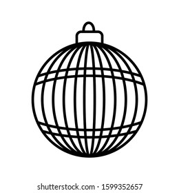 Christmas Ball Line Icon Vector Illustration Isolated on White Background. Use for Xmas, Decoration, Bauble Sign, Greeting Card.