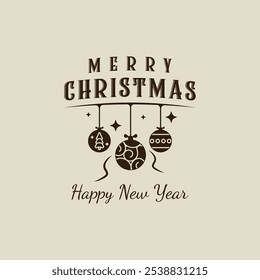 christmas ball logo vintage vector illustration template icon graphic design. decoration of xmas sign or symbol for holiday winter or religious celebration with retro typography style