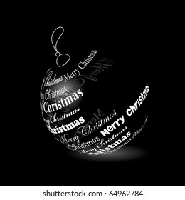 Christmas ball made of "Merry christmas" phrase