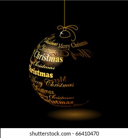 Christmas ball made of "Merry christmas" phrase