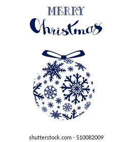 Christmas ball made from simple snowflakes. Christmas background with christmas ball illustration.Vector eps10