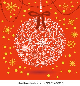 Christmas ball made from snowflakes. Christmas background