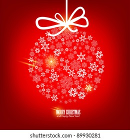 Christmas ball made from snowflakes. Christmas background