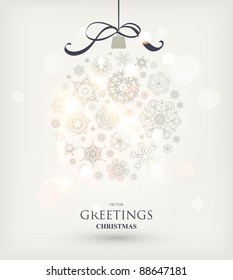 Christmas ball made from snowflakes - christmas card