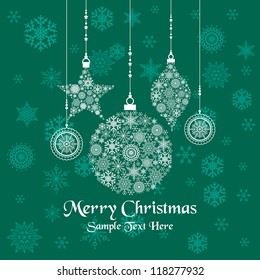 Christmas ball made of snowflakes isolated / Vector Christmas ball made from simple snowflakes - Christmas card / Christmas background with christmas ball illustration.