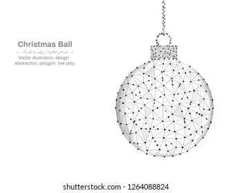 Christmas ball, New Year illustration made by points and lines, polygonal, Low poly holiday background, abstract design illustration