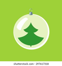 Christmas ball with new year tree inside decoration