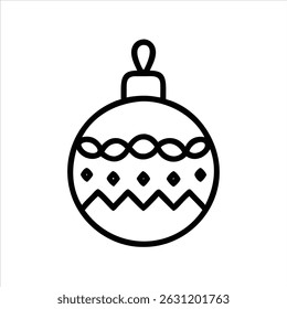 Christmas ball object icon modern art design black and white with bold outline 