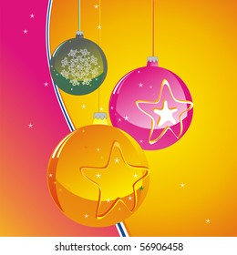 christmas ball on abstract background with snowflake 	, xmas background with holidays symbol , vector editable 	 	 	 	 	 	 	 	 	