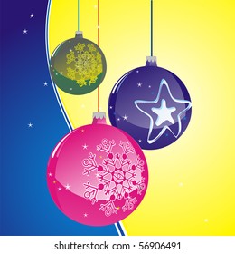christmas ball on abstract background with snowflake 	 	 ,xmas background with holidays symbol , vector editable                               	 	 	 	 	 	 	 	