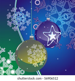 christmas ball on abstract background with snowflake 	,xmas background with holidays symbol , vector editable                                	 	 	 	 	 	 	 	 	