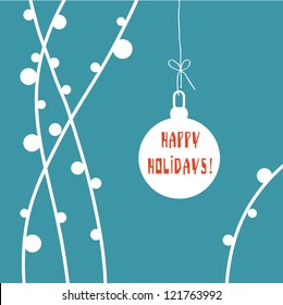 Christmas ball on blue background. Vector illustration for design./ Happy Holidays!