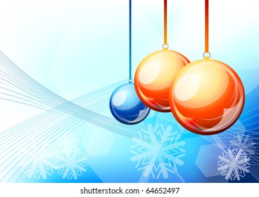 christmas ball on the blue background