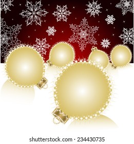 Christmas ball on Falling Snowflakes background. Vector