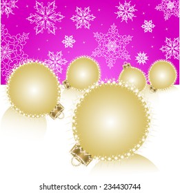 Christmas ball on Falling Snowflakes background. Vector
