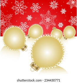 Christmas ball on Falling Snowflakes background. Vector