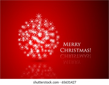 Christmas ball on glossy surface. Eps10 vector background