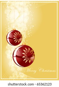 Christmas ball on gold shine background, vector illustration