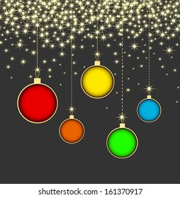 Christmas ball on grey background with snowflakes. Vector