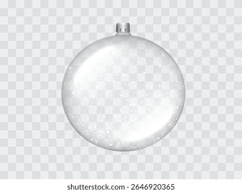 Bola de Navidad sobre fondo aislado. Bola de cristal o plata. Bola del árbol de Navidad para las vacaciones. Ilustración vectorial. Eps 10