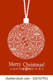 Christmas ball on red background. 