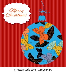 christmas ball on red background
