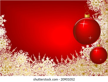 christmas ball on red background, vector