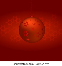 Christmas Ball on red background. Vector illustration