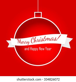Christmas ball on red background.