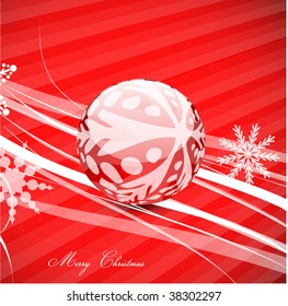 Christmas ball on red background