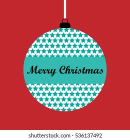 Christmas ball on a red background with text Merry Christmas