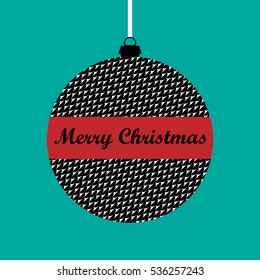 Christmas ball on a red background with text Merry Christmas