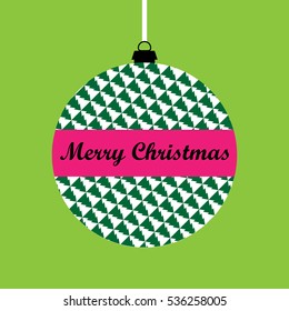 Christmas ball on a red background with text Merry Christmas