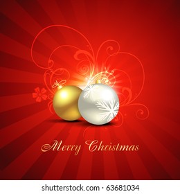 christmas ball on red background