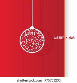 Christmas ball on red background. Vector illustration
