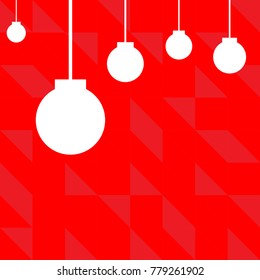 Christmas Ball on Red Background and Diagonal stripe pattern. Classy Card or Poster. vector illustration.
