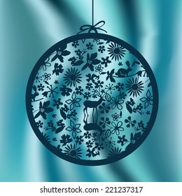 Christmas ball on a silk background. Vector illustration. Illustration for greeting cards, invitations, and other printing projects.