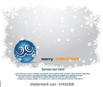 Christmas Ball on Christmas snowing background
