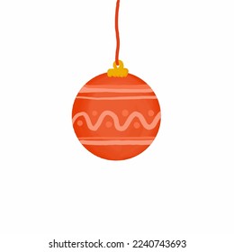 Christmas ball on a string. Drawing with paints.