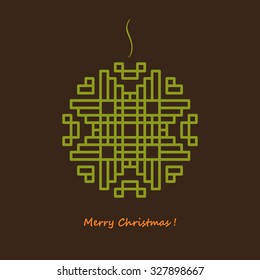 Christmas ball on the tree. Postcard Merry Christmas