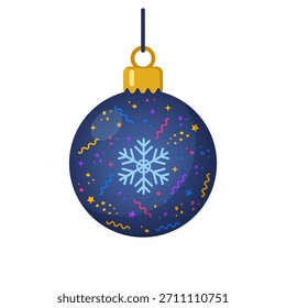 Bola de Natal sobre fundo branco. Clip-art de Natal. Bolha moderna. Bela decoração para árvore de Natal.