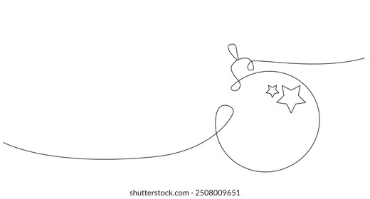 Christmas ball ornament continuous one line drawing, single line art christmas element,  christmas winter new year concept