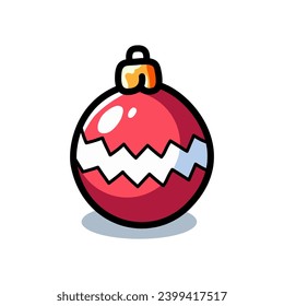 Christmas Ball Ornament isolated on a white background. Design for stickers, icons, cards, etc. Vector - Illustration. 