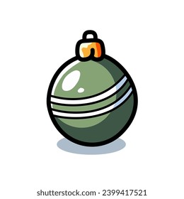 Christmas Ball Ornament isolated on a white background. Design for stickers, icons, cards, etc. Vector - Illustration. 