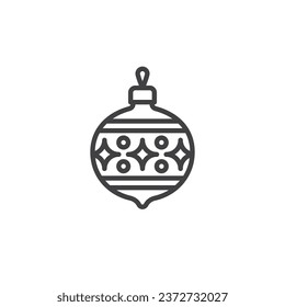 Christmas ball, with ornament line icon. linear style sign for mobile concept and web design. Christmas bauble outline vector icon. Symbol, logo illustration. Vector graphics