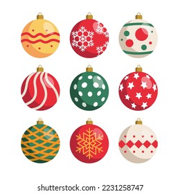 Christmas ball ornaments design collection vector illustration