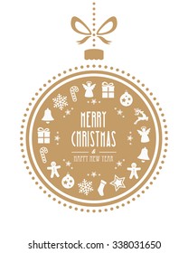 christmas ball ornaments gold isolated background