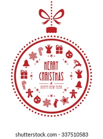 christmas ball ornaments red isolated background