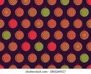 Christmas ball ornaments seamless pattern. Great for brochures, promotional material, wrapping paper and wallpapers. Vector illustration